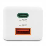 Rýchla USB nabíjačka GaN USB-C + USB-A, PD/QC, 45 W Rýchla USB nabíjačka GaN USB-C + USB-A, PD/QC, 45 W