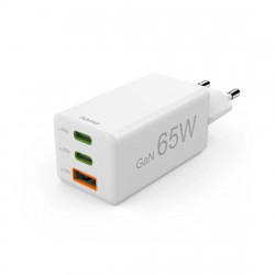 Rýchlonabíjačka, GaN, 2x USB-C, 1x USB-A, mini nabíjačka, PD, 65 W, biela