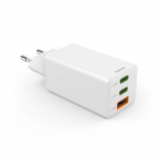 Rýchlonabíjačka, GaN, 2x USB-C, 1x USB-A, mini nabíjačka, PD, 65 W, biela