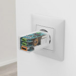 Rýchlonabíjačka, GaN, 2x USB-C, 1x USB-A, mini nabíjačka, PD, 65 W, biela