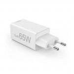 Rýchlonabíjačka, GaN, 2x USB-C, 1x USB-A, mini nabíjačka, PD, 65 W, biela