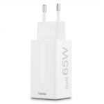 Rýchlonabíjačka, GaN, 2x USB-C, 1x USB-A, mini nabíjačka, PD, 65 W, biela