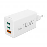 Rýchla USB nabíjačka GaN 2x USB-C + USB-A, PD/QC, 100 W
