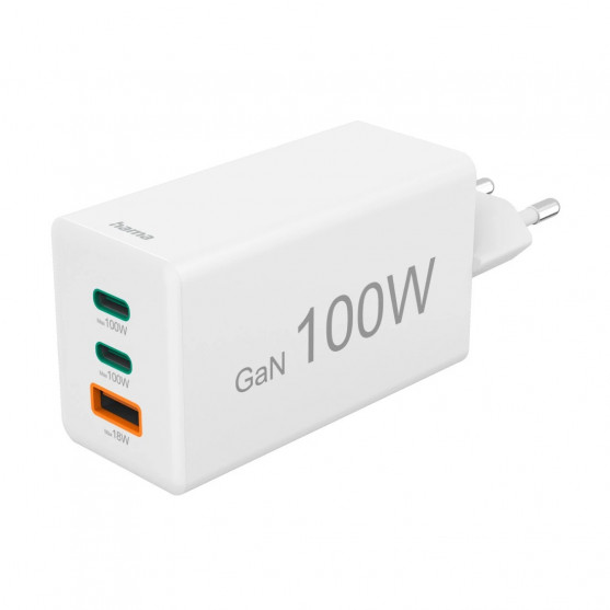 Rýchla USB nabíjačka GaN 2x USB-C + USB-A, PD/QC, 100 W
