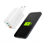 Rýchla USB nabíjačka GaN 2x USB-C + USB-A, PD/QC, 100 W