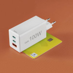 Rýchla USB nabíjačka GaN 2x USB-C + USB-A, PD/QC, 100 W