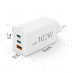 Rýchla USB nabíjačka GaN 2x USB-C + USB-A, PD/QC, 100 W Rýchla USB nabíjačka GaN 2x USB-C + USB-A, PD/QC, 100 W