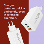 Rýchla USB nabíjačka GaN 2x USB-C + USB-A, PD/QC, 100 W Rýchla USB nabíjačka GaN 2x USB-C + USB-A, PD/QC, 100 W