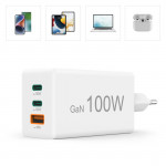 Rýchla USB nabíjačka GaN 2x USB-C + USB-A, PD/QC, 100 W Rýchla USB nabíjačka GaN 2x USB-C + USB-A, PD/QC, 100 W