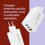 Rýchla USB nabíjačka GaN 2x USB-C + USB-A, PD/QC, 100 W