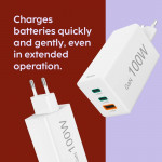 Rýchla USB nabíjačka GaN 2x USB-C + USB-A, PD/QC, 100 W