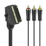 AV kábel SCART - 3 cinch 1,5m, IN/OUT