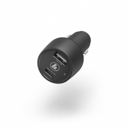 Car Charger, USB-C, Power Delivery (PD) / Qualcomm® + USB-A, 30 W, black
