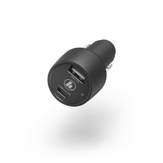 Car Charger, USB-C, Power Delivery (PD) / Qualcomm® + USB-A, 30 W, black