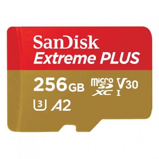 MicroSDXC Extreme Plus 256GB (R200MB/s) + Adapter, 2 years RescuePRO Deluxe MicroSDXC Extreme Plus 256GB (R200MB/s) + Adapter, 2 years RescuePRO Deluxe