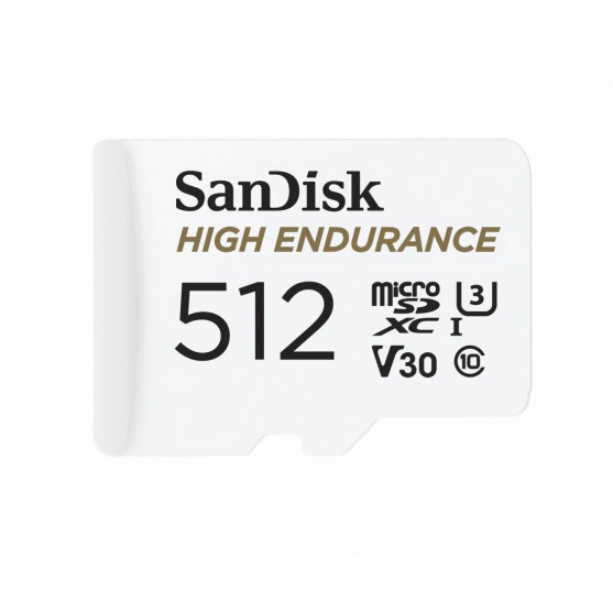 MicroSDXC High Endurance Monitoring 512GB, Class 10, 100MB/s + SD-Adapter