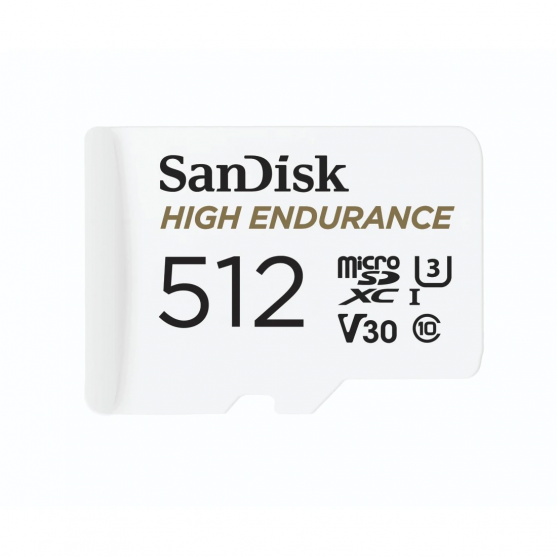 MicroSDXC High Endurance Monitoring 512GB, Class 10, 100MB/s + SD-Adapter