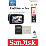 MicroSDXC High Endurance Monitoring 512GB, Class 10, 100MB/s + SD-Adapter