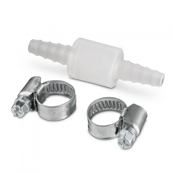 Non-return Valve, with 2 Hose Clamps, for max. Ă 10 mm