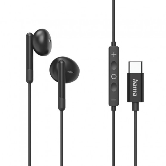 Slúchadlá Classy, do uší, mikrofón, ochrana kábla, USB‑C, čierne