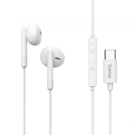 Slúchadlá Classy, do uší, mikrofón, ochrana kábla, USB‑C, biele