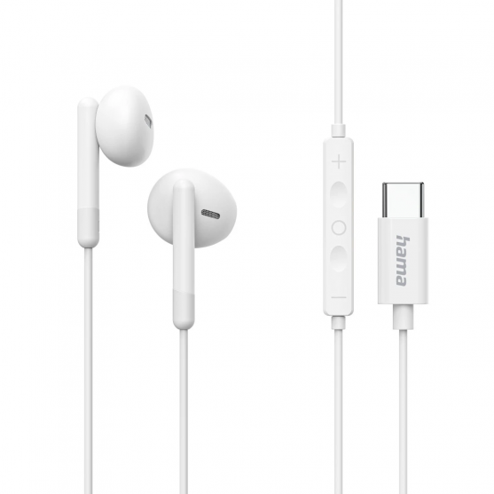 Slúchadlá Classy, do uší, mikrofón, ochrana kábla, USB‑C, biele