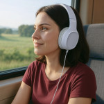 Slúchadlá Fun C, On‑Ear, mikrofón, jednostranný kábel, USB‑C, biele