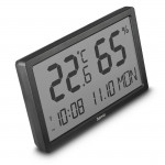 Digitálny teplomer/vlhkomer Lombok, DCF, stojan/záves, čierny