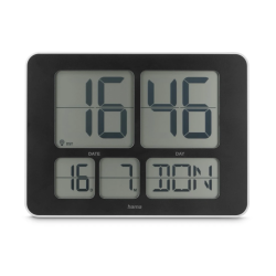 La Palma digitálne nástenné hodiny, rádiový signál, dátum, biele/čierne
