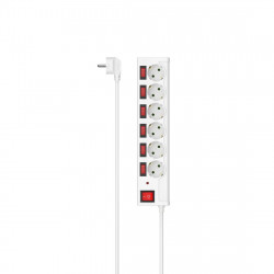 Power Strip, 6-Way, Overvoltage Protection, Individual Switches, 1.4 m, wh