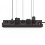 Power Strip, 6-Way, Overvoltage Protection, 90°, Indiv. Switchable, 1.4m,bl