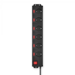 Power Strip, 6-Way, Overvoltage Protection, 90°, Indiv. Switchable, 1.4m,bl