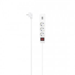 Rozvodná lišta, 3-násobná, USB-A 17W, vypínač, 1,4 m, biela