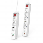 Rozvodná lišta 3 zásuvky, USB‑C/A 18 W, PD/FC, vypínač, 1,4 m