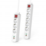 Rozvodná lišta 5 zásuviek, USB‑C/A 18 W, PD/FC, vypínač, 1,4 m