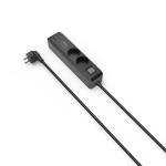 Predlžovací kábel 2 zásuvky, USB‑C/A 65 W, PD, vypínač, 1,4 m