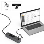 Predlžovací kábel 2 zásuvky, USB‑C/A 65 W, PD, vypínač, 1,4 m Predlžovací kábel 2 zásuvky, USB‑C/A 65 W, PD, vypínač, 1,4 m