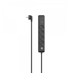 Power Strip, 4-Way, USB-C/A 65 W, PD, Switch, 1.4 m, black/grey