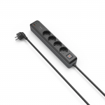 Power Strip, 4-Way, USB-C/A 65 W, PD, Switch, 1.4 m, black/grey