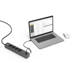 Power Strip, 4-Way, USB-C/A 65 W, PD, Switch, 1.4 m, black/grey