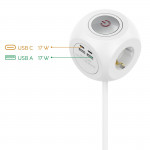 Predlžovací prívod kocka, 3x zásuvka schuko, 2x USB-C, 2x USB-A, 1,4 m Predlžovací prívod kocka, 3x zásuvka schuko, 2x USB-C, 2x USB-A, 1,4 m