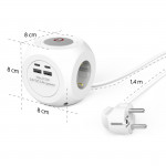 Predlžovací prívod kocka, 3x zásuvka schuko, 2x USB-C, 2x USB-A, 1,4 m Predlžovací prívod kocka, 3x zásuvka schuko, 2x USB-C, 2x USB-A, 1,4 m