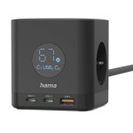 Socket Cube, 3-Way, 2x USB-C, 1x USB-A, 67 W, Display, 1.4 m, black Socket Cube, 3-Way, 2x USB-C, 1x USB-A, 67 W, Display, 1.4 m, black