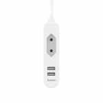 Sieťová nabíjačka s predlžovačkou, 2x USB‑A + eurozásuvka, 1,9 m