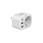 Hama zásuvková USB nabíjačka, 1x el. zásuvka, 1x USB-C PD, 2x USB-A, 20 W