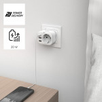 Hama zásuvková USB nabíjačka, 1x el. zásuvka, 1x USB-C PD, 2x USB-A, 20 W