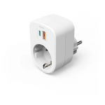 Zásuvková USB nabíjačka, 1x el. zásuvka, 1x USB-C PD, 1x USB-A, 30 W