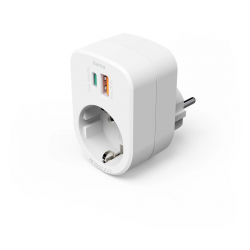 Zásuvková USB nabíjačka, 1x el. zásuvka, 1x USB-C PD, 1x USB-A, 30 W