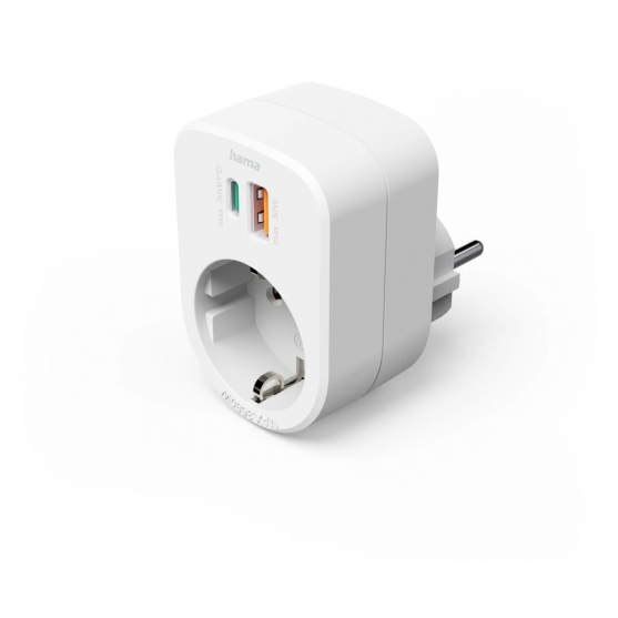Zásuvková USB nabíjačka, 1x el. zásuvka, 1x USB-C PD, 1x USB-A, 30 W