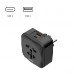 Zásuvkový adaptér univerzálny do EU, 3-pól., USB-A/USB-C PD 20 W